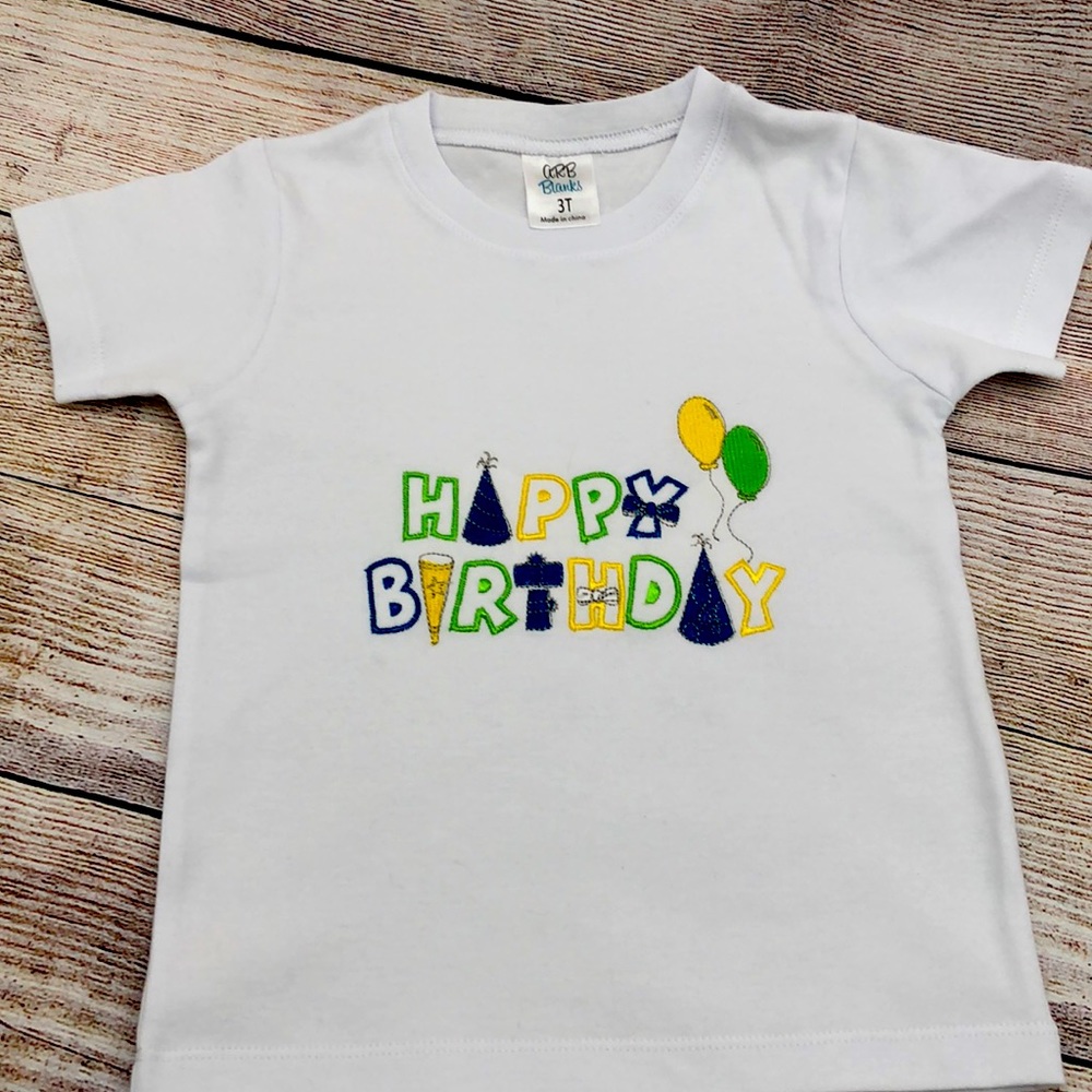 Boys embroidered happy birthday tshirt